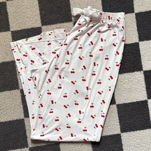 White Cherry Print pajama pants